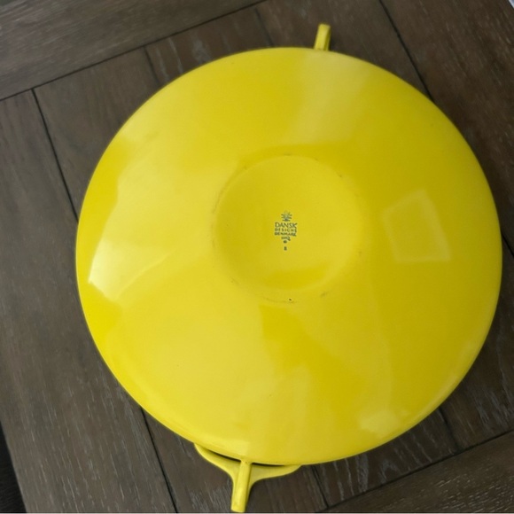 Vintage Mid-Century Dansk Yellow Enamel Coated Cast Iron Kobenstyle Paella Pan - Picture 3 of 13